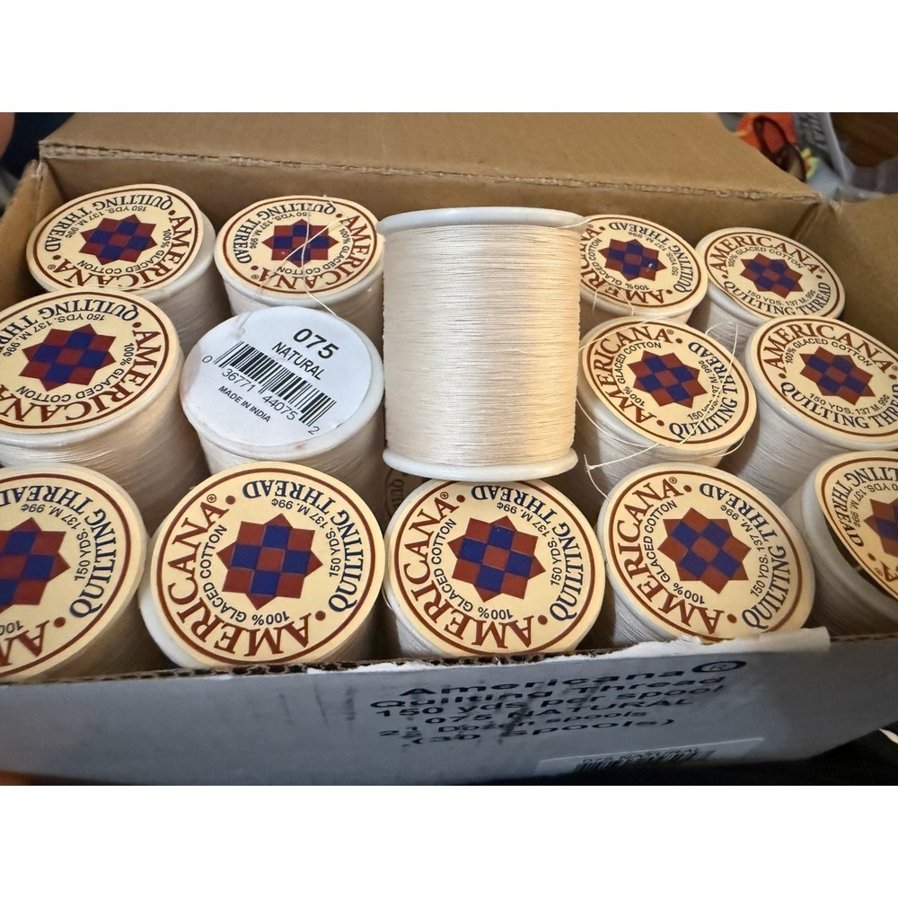 1 Case: 30 Spools NATURAL Americana Quilting Thread 100% Glacéd Cotton‎